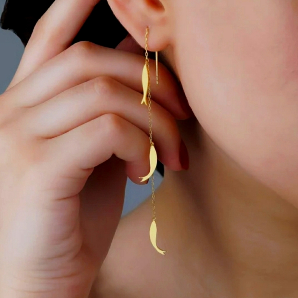 Gold Threader Fish Earrings